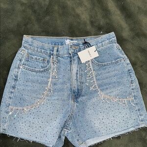Embellished Denim Shorts